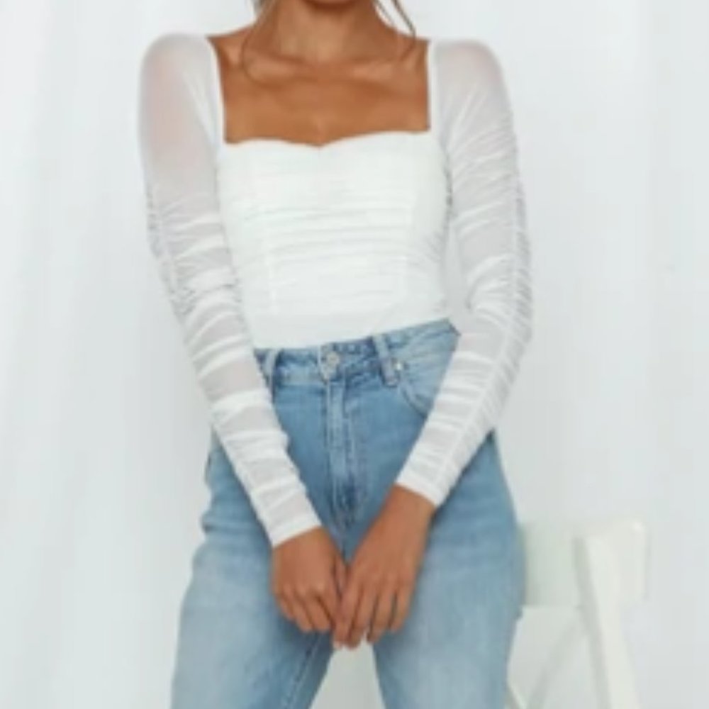 helloMolly DEVIL EYE BODYSUIT WHITE size 6/small